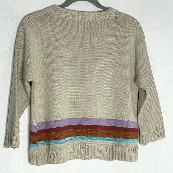 Smythe X Augden Crop Cream Cotton Surf Stripe Sweater. Size Small - Picture 3 of 9